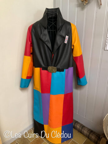 Manteau patchwork de cuir