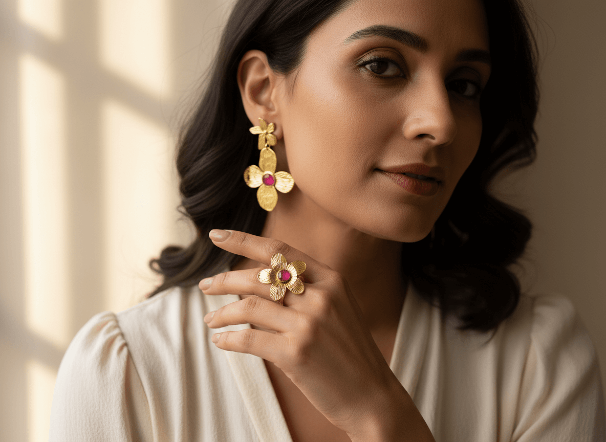 Ensemble bague et boucles d'oreilles